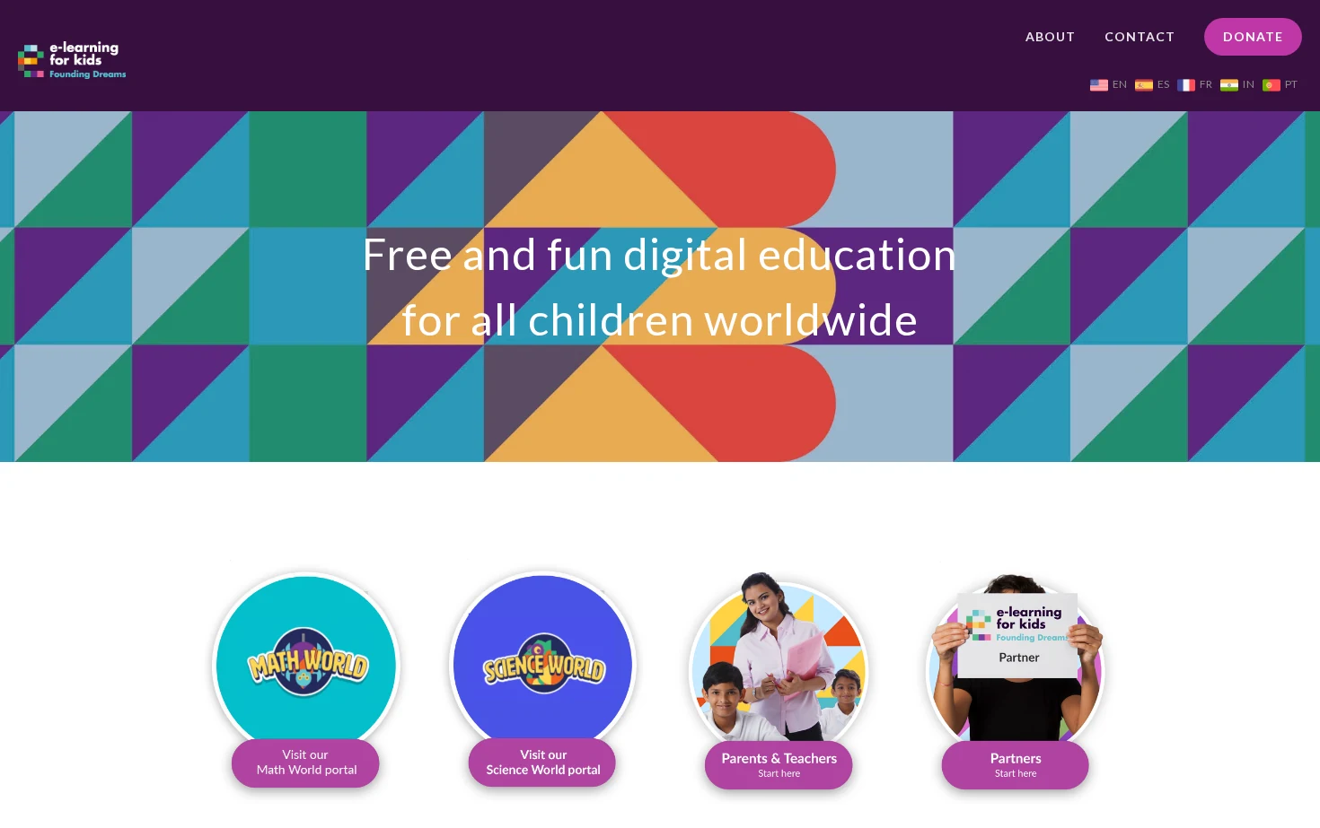 e-learning for kids 页面快照